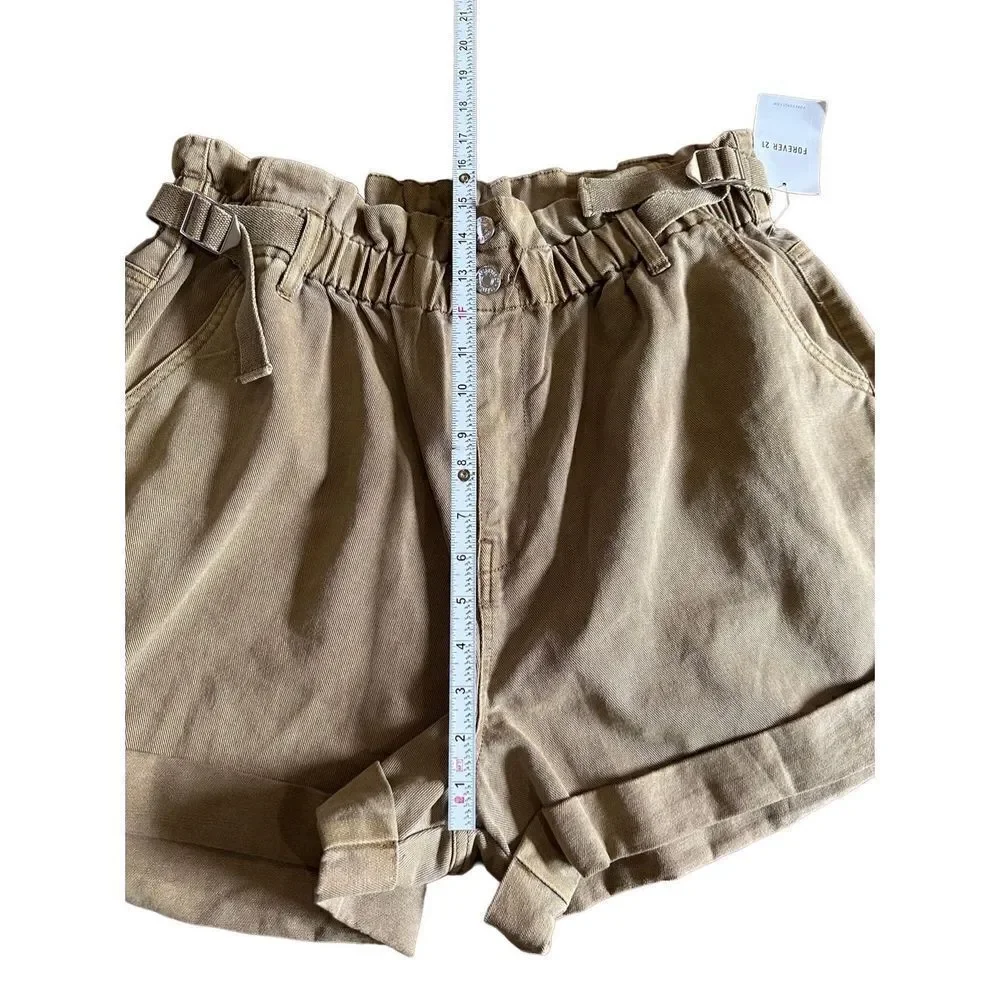 Forever 21 Olive green paperbag waist high rise shorts‎ 1X NWT